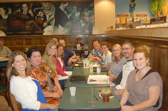 This meet-up photo from August 2012 shows how our group looks before we break into smaller working groups -- only participation is increasing and we are taking over the Barnes and Noble coffee shop in Edina. Click here for more information: MN SCBWI meet up. We welcome all SCBWI members!