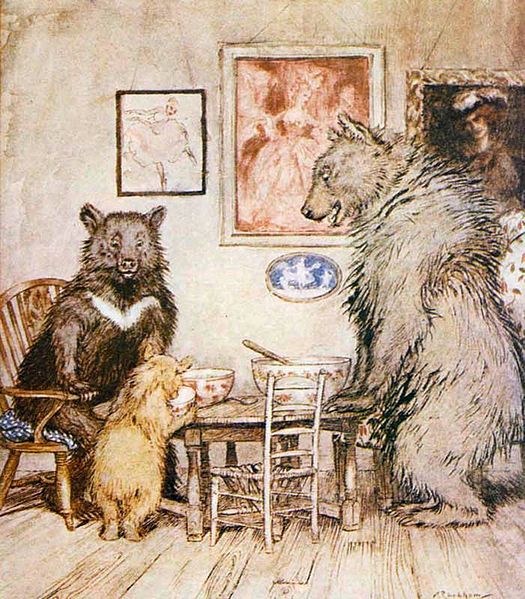 Aruthur Rackham's illustration from GOLDILOCKS AND THE THREE BEARS from the Project Gutenberg archives.